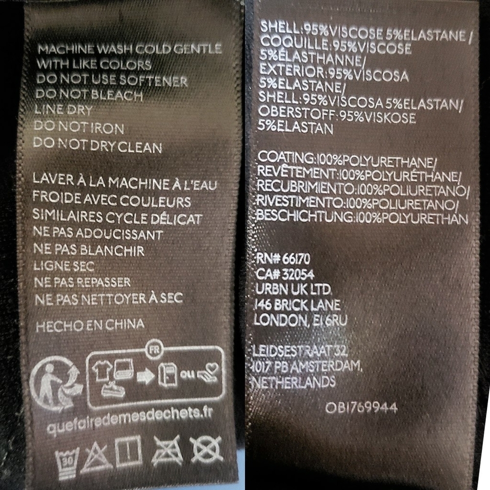 Anthropologie PILCRO Pants 26P Glasgow Black Vegan Leather Zippered Skinny Hem - Picture 15 of 15